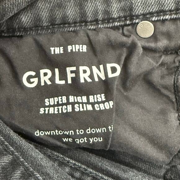 GRLFRND Charcoal Gray Piper High Rise Button Fly Stretch Slim Crop Jeans Size 26 - Picture 8 of 13